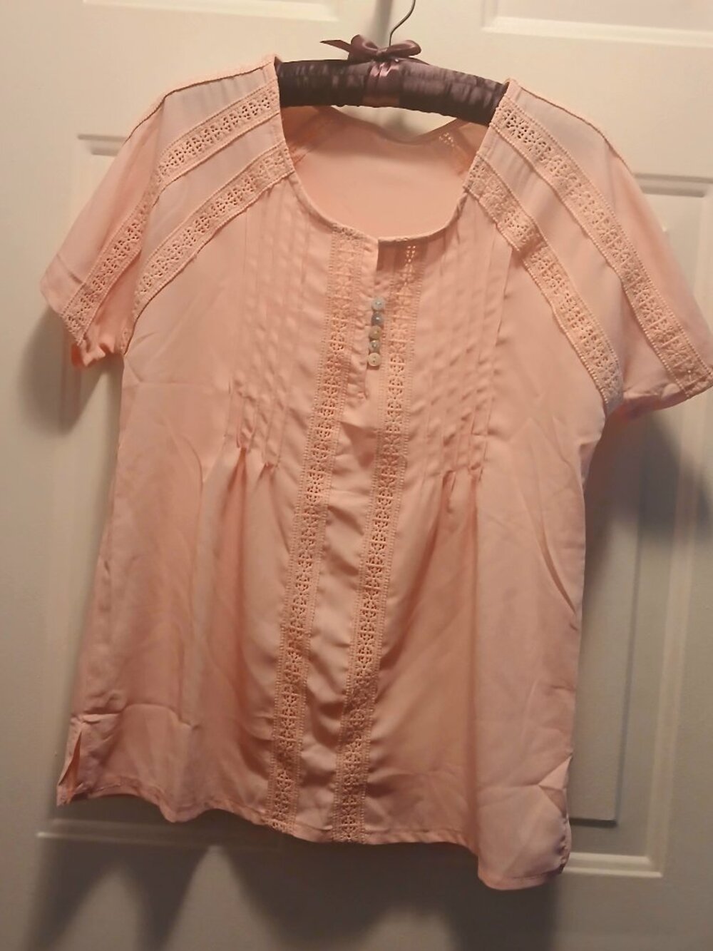 Pink Semi-Sheer Embroidered Top